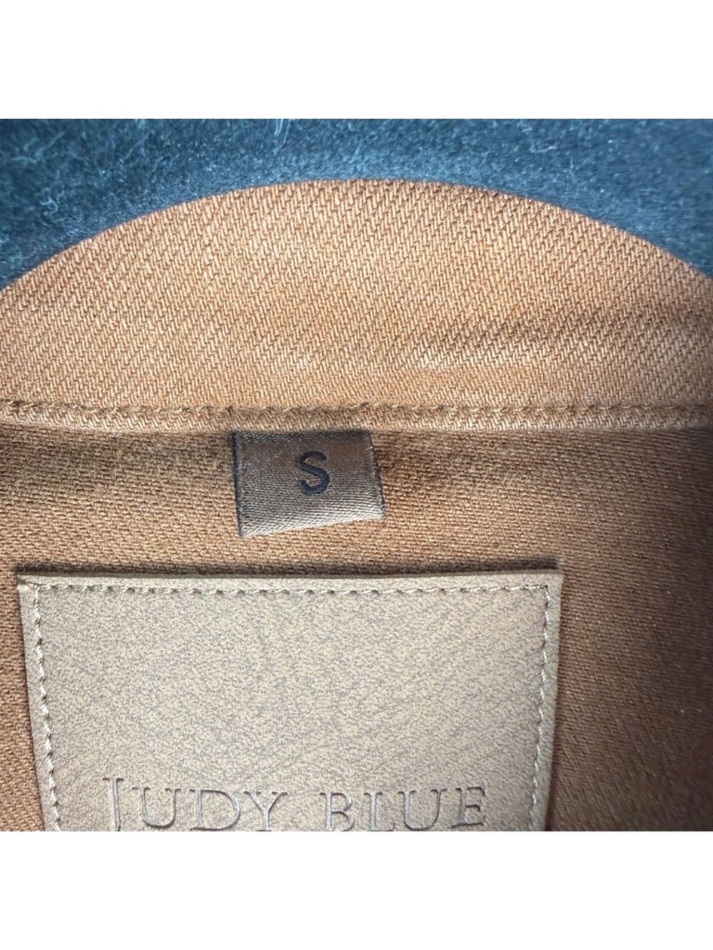 Judy Blue Garment Dyed Grinding Cropped Denim Jacket Camel Sz Small - Picture 9 of 14